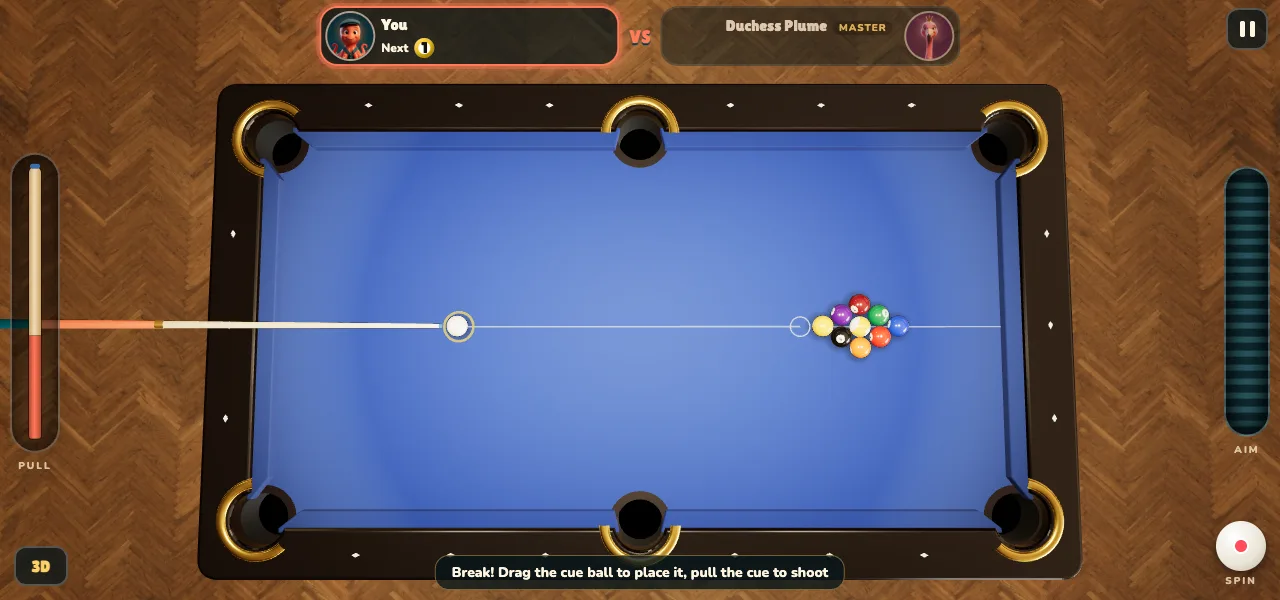 9-ball on the royal blue palace table