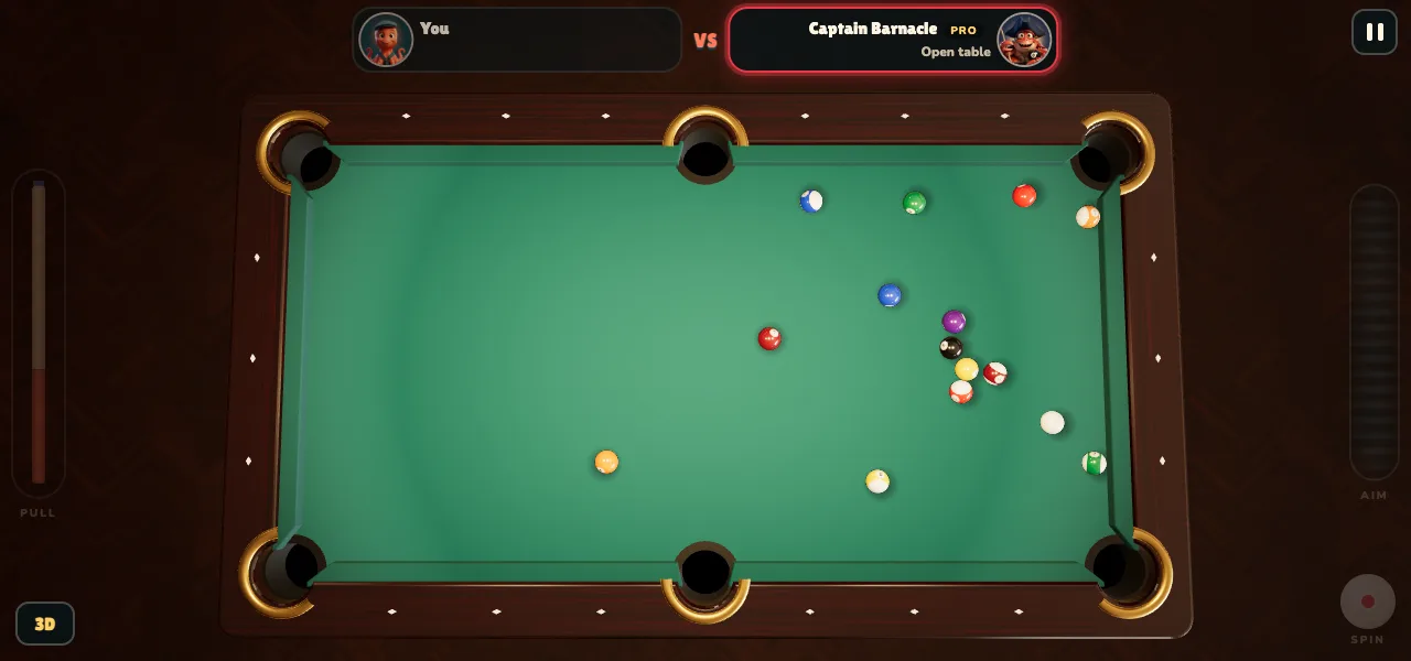 Top view of the table mid-game